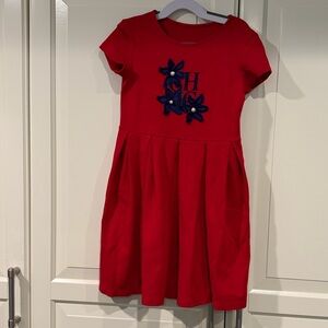 ⭐️Host Pick⭐️Carolina Herrera Red Dress with Blue Floral Details - size: 8